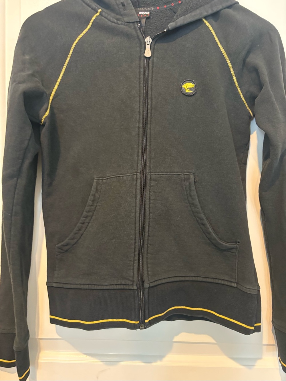 Y2K rare, vintage Versace Sport track suit- Black w/Yellow Trim, XS - Picture 6 of 11